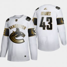 Vancouver Canucks #43 Quinn Hughes Mens Adidas White Golden Edition Limited Stitched NHL Jersey
