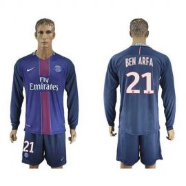 Paris Saint-Germain #21 Ben Arfa Home Long Sleeves Soccer Club Jersey