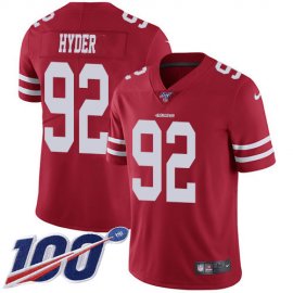Nike San Francisco 49ers #92 Kerry Hyder Red Team Color Mens Stitched NFL 100th Season Vapor Untouchable Limited Jersey