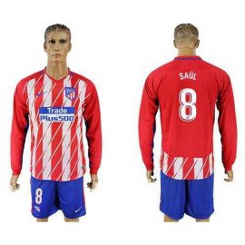 Atletico Madrid #8 Saul Home Long Sleeves Soccer Club Jersey
