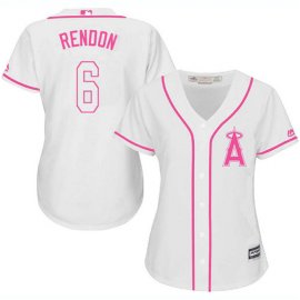 Los Angeles Angels #6 Anthony Rendon White/Pink Fashion Womens Stitched MLB Jersey