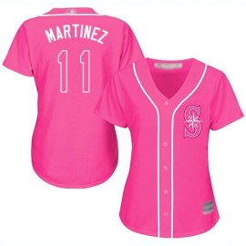 Seattle Mariners #11 Edgar Martinez Pink Fashion Womens Stitched MLB Jersey