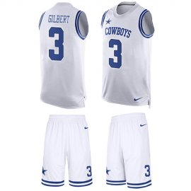 Nike Dallas Cowboys #3 Garrett Gilbert White Team Color Mens Stitched NFL Limited Tank Top Suit Jersey