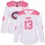 Adidas Montreal Canadiens #13 Max Domi White/Pink Authentic Fashion Womens Stitched NHL Jersey