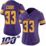 Nike Minnesota Vikings #33 Dalvin Cook Purple Womens Stitched NFL Limited Rush 100th Season Jersey