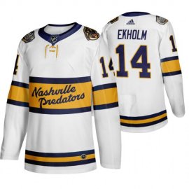 Adidas Nashville Predators #14 Mattias Ekholm Mens White 2020 Winter Classic Retro Authentic NHL Jersey