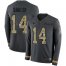Nike New England Patriots #14 Mohamed Sanu Sr Anthracite Salute to Service Youth Stitched NFL Limited Therma Long Sleeve Jersey