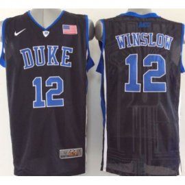 Duke Blue Devils #12 Justise Winslow Black Basketball Stitched NCAA Jersey