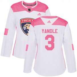 Adidas Florida Panthers #3 Keith Yandle White/Pink Authentic Fashion Womens Stitched NHL Jersey