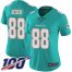 Nike Miami Dolphins #88 Mike Gesicki Aqua Green Team Color Womens Stitched NFL 100th Season Vapor Untouchable Limited Jersey
