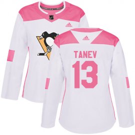 Adidas Pittsburgh Penguins #13 Brandon Tanev White/Pink Authentic Fashion Womens Stitched NHL Jersey