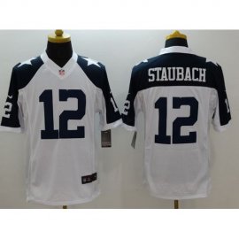Nike Dallas Cowboys #12 Roger Staubach White Thanksgiving Throwback Mens Stitched NFL Limited Jersey