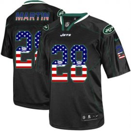 Nike New York Jets #28 Curtis Martin Black Mens Stitched NFL Elite USA Flag Fashion Jersey