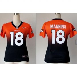 Nike Denver Broncos #18 Peyton Manning Orange/Blue Womens Stitched NFL Elite Fadeaway Fashion Jersey