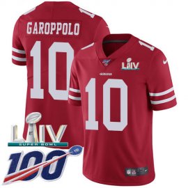 Nike San Francisco 49ers #10 Jimmy Garoppolo Red Super Bowl LIV 2020 Team Color Mens Stitched NFL 100th Season Vapor Limited Jersey
