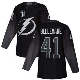 Adidas Tampa Bay Lightning #41 Pierre-Edouard Bellemare Black 2022 Stanley Cup Final Patch Alternate Authentic Stitched NHL Jersey Mens