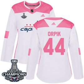 Adidas Washington Capitals #44 Brooks Orpik White/Pink Authentic Fashion Stanley Cup Final Champions Womens Stitched NHL Jersey