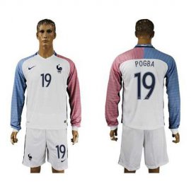 France #19 Pogba Away Long Sleeves Soccer Country Jersey