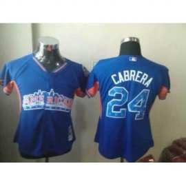 Detroit Tigers #24 Miguel Cabrera Blue 2013 All-Star Womens Stitched MLB Jersey