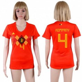 Womens Belgium #4 Kompany Red Home Soccer Country Jersey