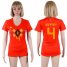 Womens Belgium #4 Kompany Red Home Soccer Country Jersey