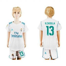 Real Madrid #13 K.Casilla White Home Kid Soccer Club Jersey