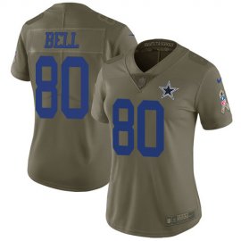 Nike Dallas Cowboys #80 Blake Bell Olive Womens Stitched NFL Limited 2017 Salute To Service Jersey