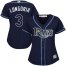 Tampa Bay Rays #3 Evan Longoria Dark Blue Alternate Womens Stitched MLB Jersey