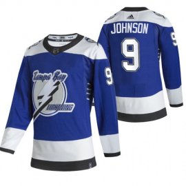 Tampa Bay Lightning #9 Tyler Johnson Blue Mens Adidas 2020-21 Reverse Retro Alternate NHL Jersey