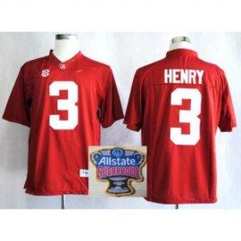 Alabama Crimson Tide 3 Derrick Henry Red Limited College Football NCAA Jerseys 2014 All State Sugar Bowl Game Patch