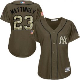 New York Yankees #23 Don Mattingly Green Salute to Service Womens Stitched MLB Jersey
