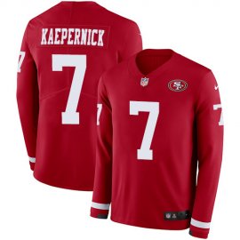 Nike San Francisco 49ers #7 Colin Kaepernick Red Team Color Mens Stitched NFL Limited Therma Long Sleeve Jersey
