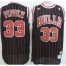 Chicago Bulls 33 Scottie Pippen Black Red Strip NBA Jerseys