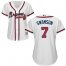 Atlanta Braves #7 Dansby Swanson White Home Womens Stitched MLB Jersey