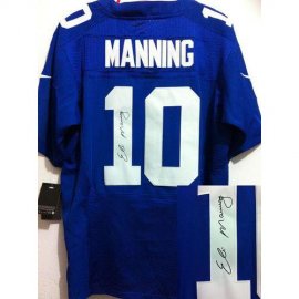 Nike New York Giants #10 Eli Manning Royal Blue Team Color Mens Stitched NFL Elite Autographed Jersey