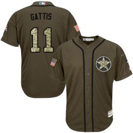 Houston Astros #11 Evan Gattis Green Salute to Service Stitched Youth MLB Jersey
