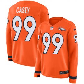 Nike Denver Broncos #99 Jurrell Casey Orange Team Color Womens Stitched NFL Limited Therma Long Sleeve Jersey