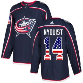 Adidas Columbus Blue Jackets #14 Gustav Nyquist Navy Blue Home Authentic USA Flag Stitched Youth NHL Jersey