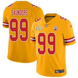 Nike Kansas City Chiefs #99 Khalen Saunders Gold Mens Super Bowl LV Bound Stitched NFL Limited Inverted Legend Jersey