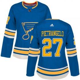 Adidas St. Louis Blues #27 Alex Pietrangelo Blue Alternate Authentic Womens Stitched NHL Jersey