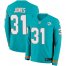 Nike Miami Dolphins #31 Byron Jones Aqua Green Team Color Mens Stitched NFL Limited Therma Long Sleeve Jersey