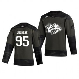 Nashville Predators #95 Matt Duchene Adidas 2019 Veterans Day Mens Authentic Practice NHL Jersey Camo