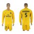 Paris Saint-Germain #5 Marquinhos Away Long Sleeves Soccer Club Jersey