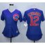 Chicago Cubs #12 Kyle Schwarber Blue Alternate Womens Stitched MLB Jersey