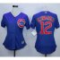 Chicago Cubs #12 Kyle Schwarber Blue Alternate Womens Stitched MLB Jersey