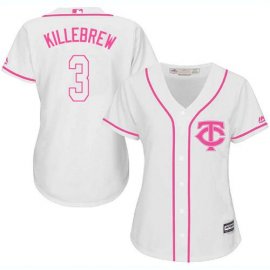 Minnesota Twins #3 Harmon Killebrew White/Pink Fashion Womens Stitched MLB Jersey