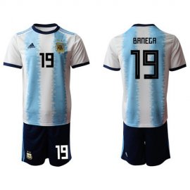 Argentina #19 Banega Home Soccer Country Jersey