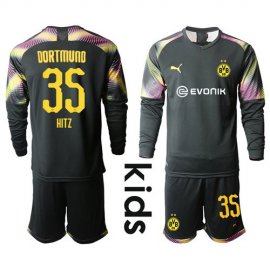 Dortmund #35 Hitz Black Goalkeeper Long Sleeves Kid Soccer Club Jersey