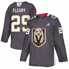 Vegas Golden Knights #29 Marc-Andre Fleury Mens Grey Adidas Latino Heritage Night Stitched NHL Jersey