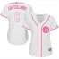 Chicago Cubs #6 Nicholas Castellanos White/Pink Fashion Womens Stitched MLB Jersey